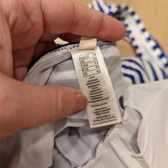 Blue and White Striped Swimsuit - Picture 6 of 10